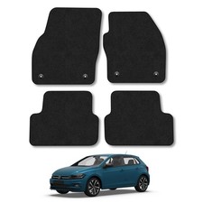 VW Polo (2018+) Car Mats Black Carpet Tailored Fit Easy Clean with Clips