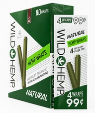 Wild H Wraps NATURAL- Wrap Rolling Papers 20-4PKS