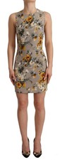 Dolce&Gabbana Women Gray Dress Silk Floral Print Stretch Mini Bodycon Wrap IT 40