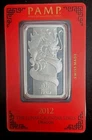 2012 PAMP Suisse Lunar Calendar Dragon 1 Ounce Silver Bar Carded
