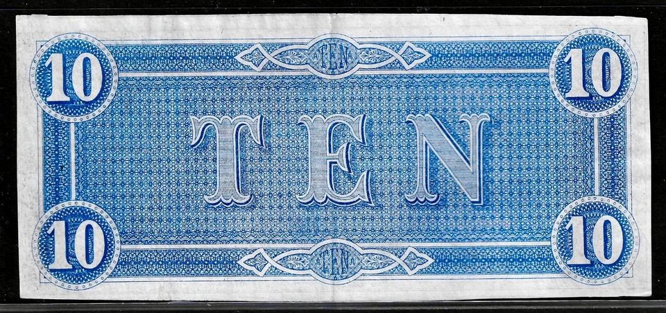 1864 CSA CONFEDERATE STATES AMERICA CURRENCY $10 DOLLAR T68 PF-42 Cr. 551 AU - Image 2 of 2