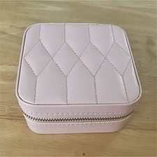 Pink Faux Leather Travel Jewelry Case with Mirror, Velvet Lining  Compartments