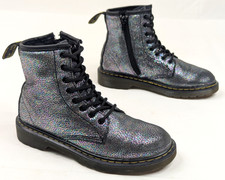 Doc Martens Delaney Metallic Cracked Leather Combat Boots Girls Kids Size 2