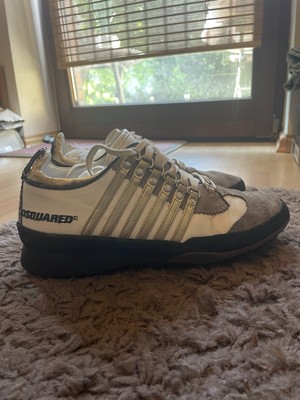 #Vintage#Dsquared2 Leder Sneaker 1964 Gr41 White/Gold/Black Gebraucht 