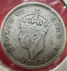 1938 Mauritius 1/4 Rupee Silver Coin King George India Silver VF