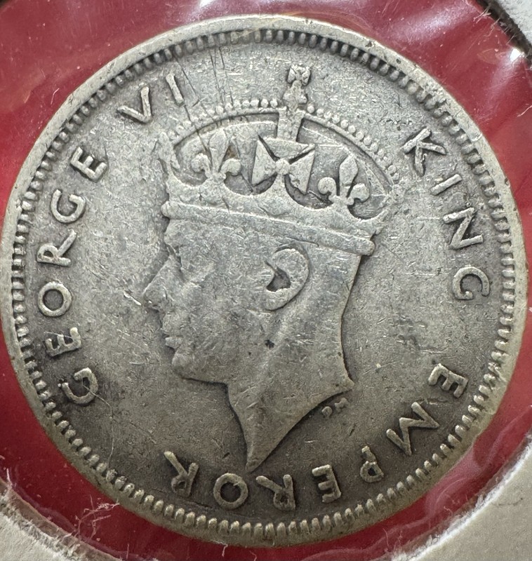 1938 Mauritius 1/4 Rupee Silver Coin King George India Silver VF