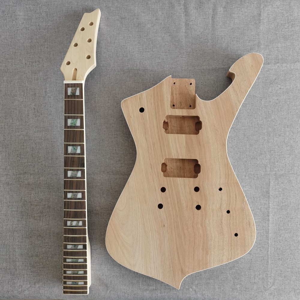 DIY Ice M 6 string Electric Guitar Kit Unfinished CR part Maple neck bolt-on 22F