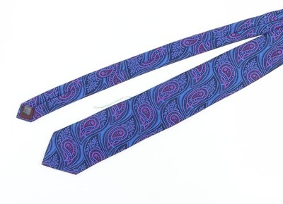 Marks and Spencer schmale Herrenkrawatte blau Paisley Seide