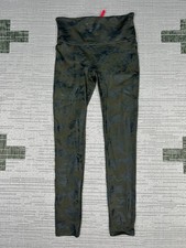 Spanx Look At Me Now Seamless Shaping Leggings Womens Medium Green Camo Stretch