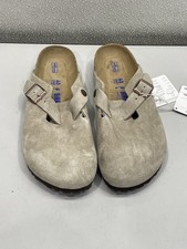 Birkenstock Boston Soft Bed Unisex Size M7 L9 Taupe Suede Casual Slip On Clogs