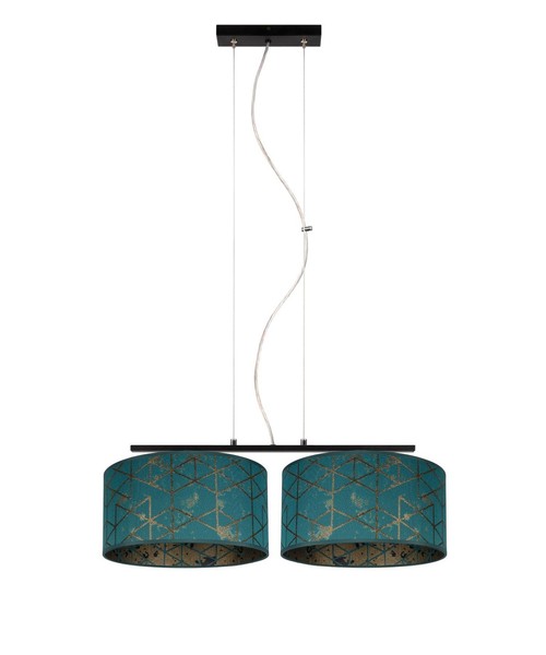 HäNgelampe Esszimmer Blendarm Stoff Schwarz GrüN Muster 70 Cm Pendelleuchte E27-image