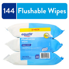 Equate Flushable Wet Wipes, Fresh Scent, 144 Wipes 3 Pack , Compare to Cottonel