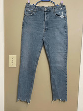 Agolde Women  s Nico High Rise Slim Fit Stretch Raw Hem Button Fly Jeans 30/10