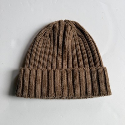 Uniqlo Heattech Ribbed Knit Beanie in Coffee Brown - Wool Blend - Unisex