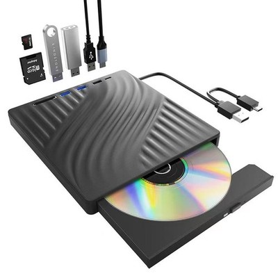 Externes DVD CD Laufwerk Extern USB 3.0 & Type-C mit SD/TF-Kartenleser USB-HUB