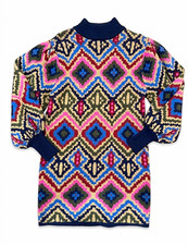 FARM Rio Multicolor Geometric Mock Neck Pullover Sweater Dress Long Sleeve S