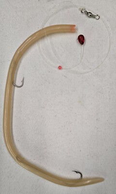 J. T. SURGE EEL LURE - 2  MUSTAD HOOKS ON 17 INCH HOSE WITH 26 INCH LEADER