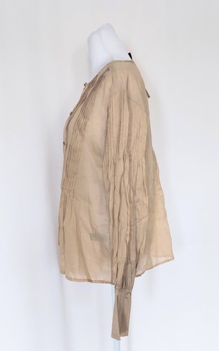 Blusa donna Banana Republic plissettata con bottoni davanti grande marrone chiaro nuova con etichetta - Foto 4 di 8