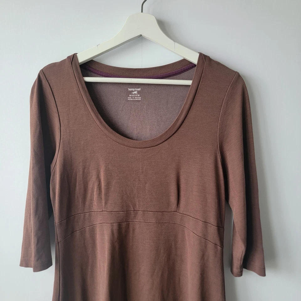 Horny toad womens 3/4 sleeve Tomboy dress size M brown Scoop Athleisure Outdoor — 第 3/4 张图片