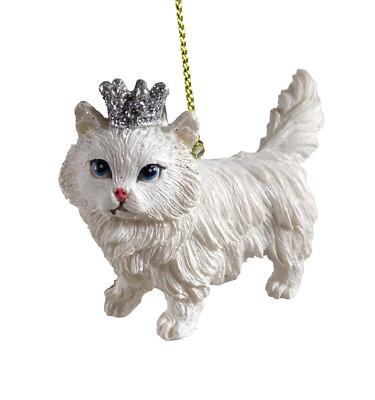 Anhänger Perserkatze Katze Krone weiß Christbaum Weihnachten Deko XmasLook