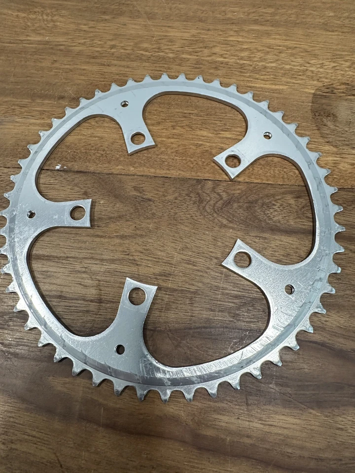 Plato Sugino de colección 52 dientes 110 BCD 52t aleación plata MTB bicicleta de carretera años 80 A4 Foto 3 de 3