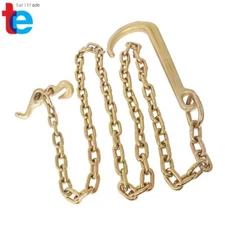 GRADE 70 Wrecker Tow Chain 5/16 x 8 FT 15" Axle J Hook Hook Rollback Carrier