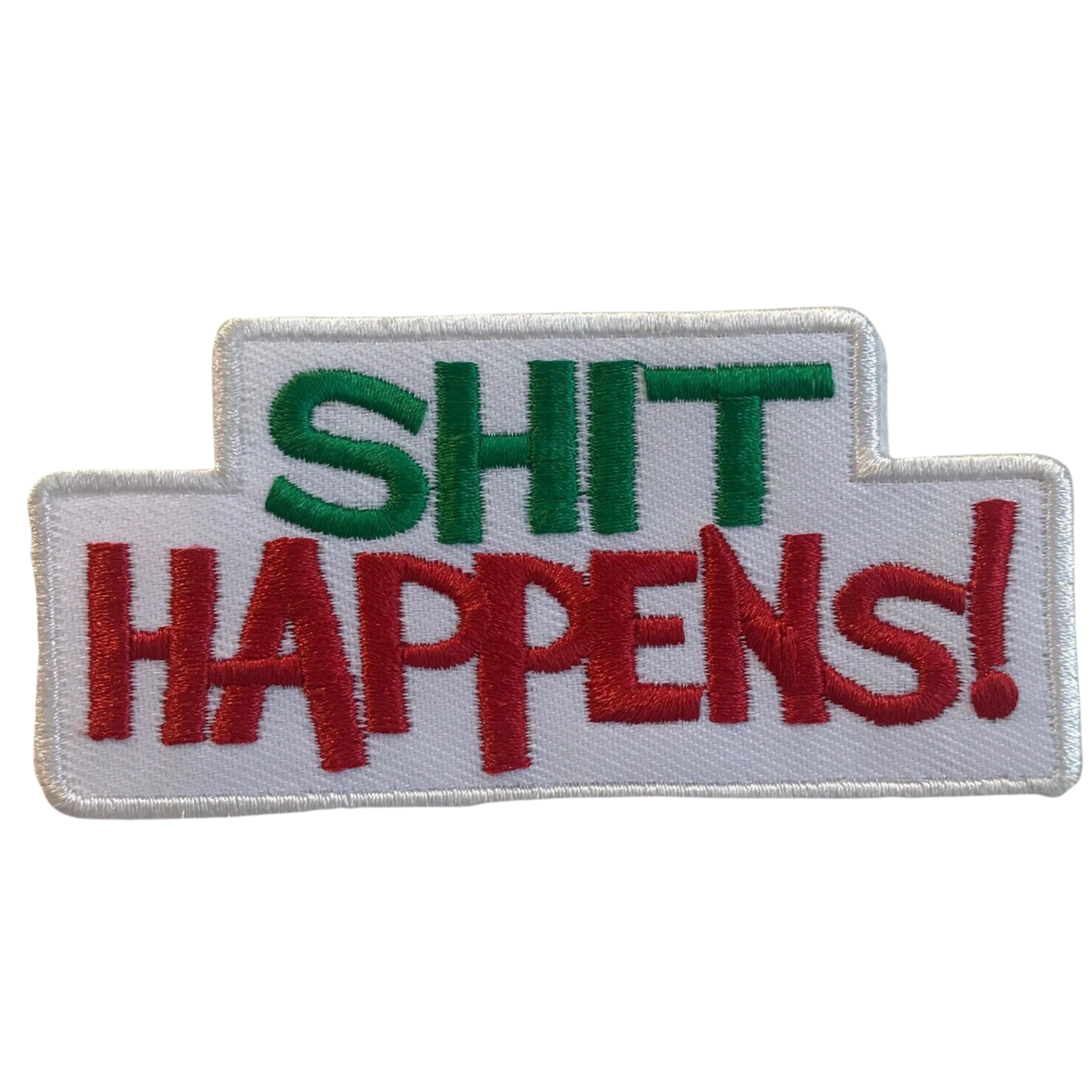 Badass Biker Jacket Embroidered Iron-On Patch Shit Happens Design  