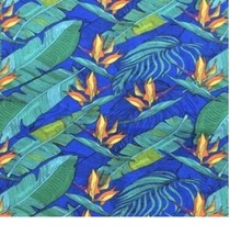 Bird of Paradise on Blue - Poly/Cotton Broadcloth Fabric