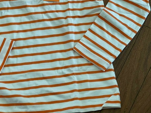 Gymboree Girls Ivory and Orange Striped Long-Sleeved Bow Top Shirt Size 10 New - Picture 5 of 9