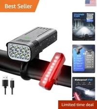 Bike Light: 8000 Lumen Front & Rear Set - USB Rechargeable - 8 LED - 5 Modes