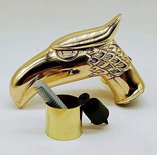 Solid Brass Vintage Cane Walking Stick Handle Eag… - image 1