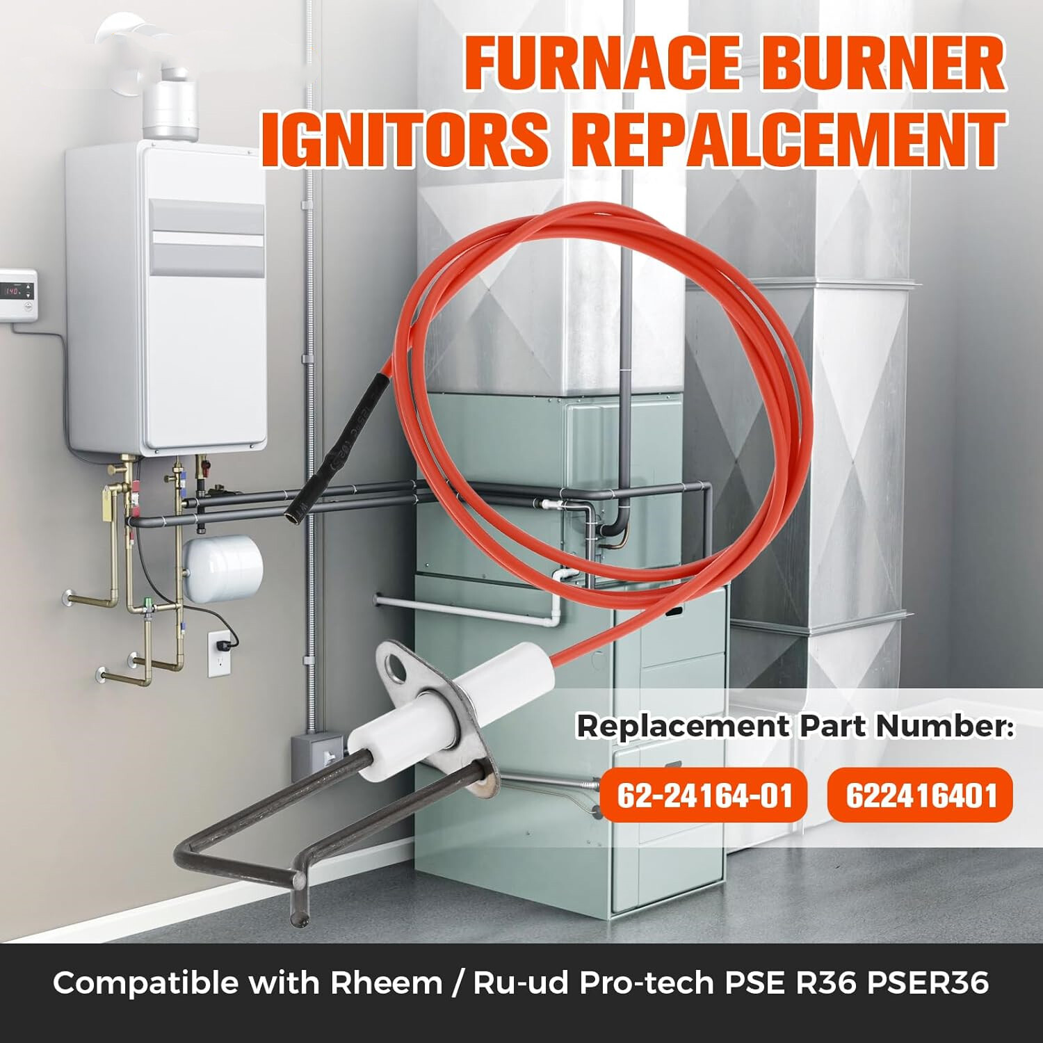 2Pcs 62-24164-01 Direct Spark Ignitor for Rheem Furnace Flame Sensor Igniter