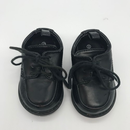 Koala Kids Toddler Boys size 2 Lace Up Oxfords Black Chunky Soles Dress Shoes - Picture 5 of 9