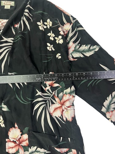 Vtg Tommy Bahama Black & Pink Tropical Floral 100% Silk Tie Robe Pockets Small - Picture 7 of 9