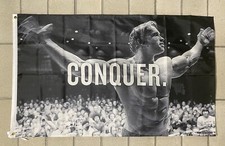 Motivational Flag FREE SHIP Conquer Hard Work Out Lift Muscle Man Cave USA 3x5