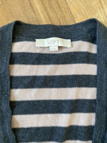 Ann Taylor Womens Size Med Long Sleeve Striped Cardigan Sweater w/ Buttons - Picture 2 of 6