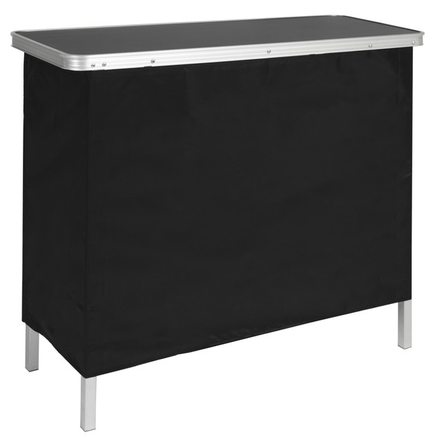 BCP Portable Pop-Up Bar Table w/ Carrying Case, Removable Skirt - Black
