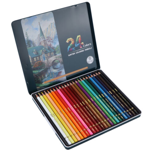 24x Color Painting Pencil Rich Saturation Art Graffiti Tool With Storage Box ✲ - Picture 1 of 12