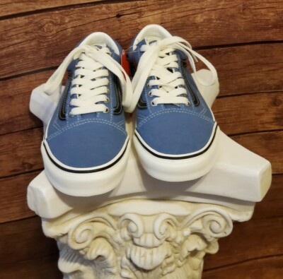 Vans Leather Pop Old Skool Shoes Men 8WMN Blue White