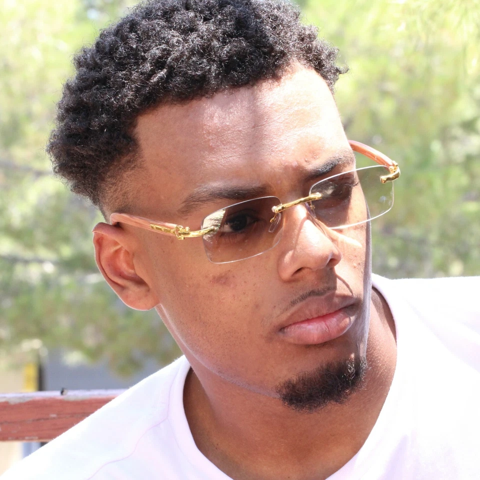 Anteojos cuadrados lentes transparentes sin montura gángster estilo vintage retro Wood Buffs años 90 Foto 4 de 4