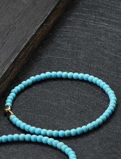Bracelet de perles Howlite turquoise et laiton, Sur mesure pour Homme ou Femme