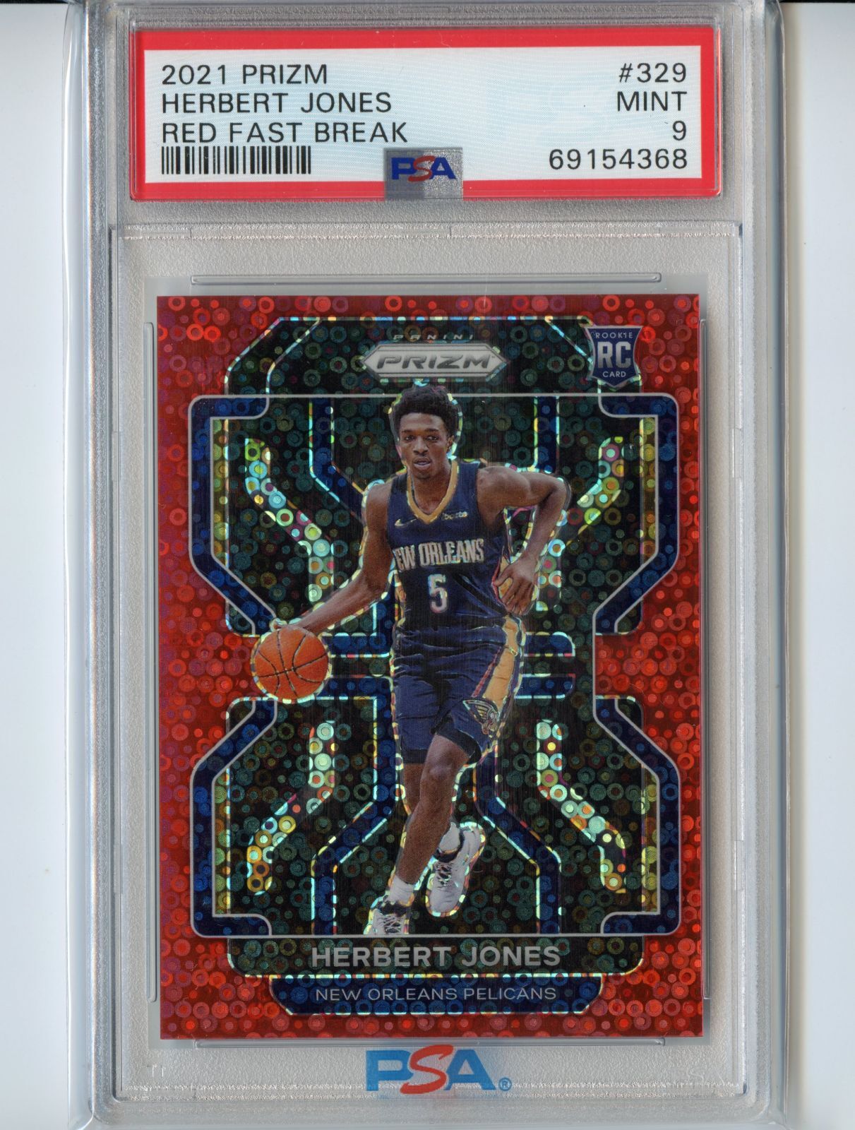 PSA 9 Prizm Red Fast Break Herbert Jones /100 Rookie Disco Herb RC 2021 #329