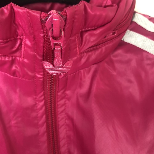 Adidas 3 stripe Trefoil Womens Size S Track suit Jacket Pink and silver w/ hood - Picture 4 of 7