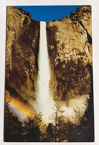 Ca Postcard Bridal Veil Falls With Rainbow Yosemite Valley California Hs Crocker Ebay