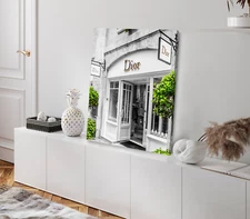 Fashion Store Front & Trees View Stretched Canvas 40x50cm Print