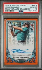 2024 Bowman Sterling Prospect Auto #PA-JF Jonny Farmelo Orange Ref. / 75 PSA 10