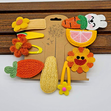 9-Piece Yellow & Orange Springtime Themed Hair Clip & Barette Set, Flowers &More
