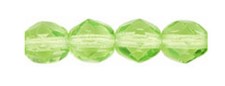 50 LIME GREEN FACETED ROUND GLASS BEADS 6MM