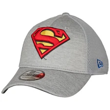 Superman Symbol Grey Shadow Tech New Era 39Thirty Fitted Hat Grey