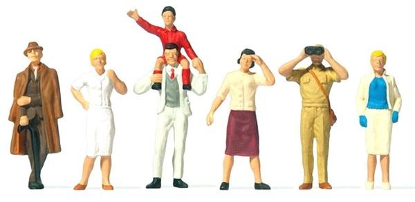 Preiser 10026 Stehende Zuschauer 6 Figuren H0 1:87 Handbemalt Neu + Ovp-image